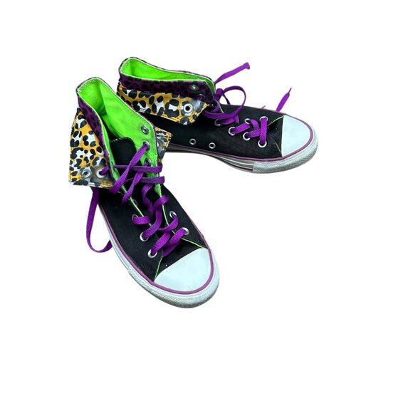 Converse Double Flap Leopard Print Chuck Taylor Skate Sneakers Size 6 - Picture 12 of 13